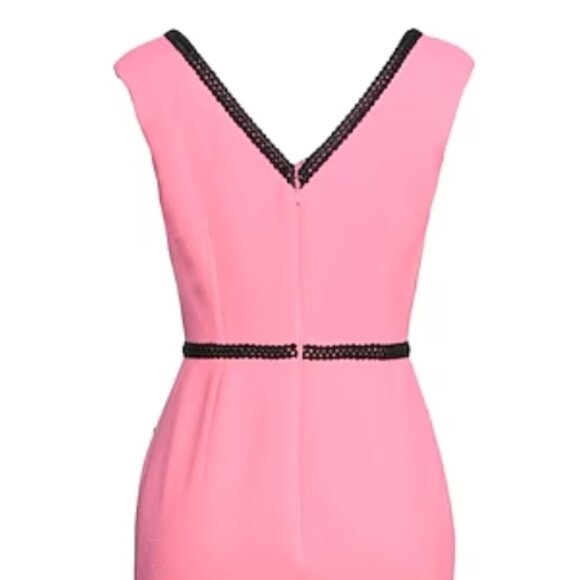 NWOT MOSCHINO Couture Contrast Embellished Appliqués Wool Pink Dress M $1695 - Picture 9 of 14